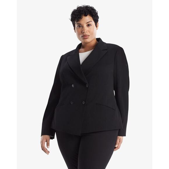 NWT M.M. LAFLEUR The Roxane Blazer - Light Twill in Black Womens Size +2/US 18 - Picture 2 of 14